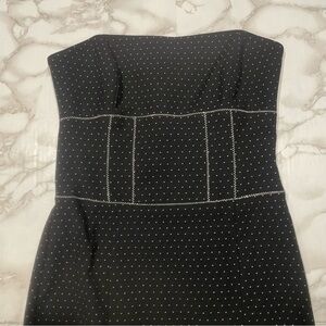 BEBE Pindot Strapless Dress